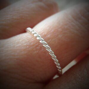 925 Sterling Silver Twist Ring Stackable Nautical Rope Rings Sail Yacht - Size 8